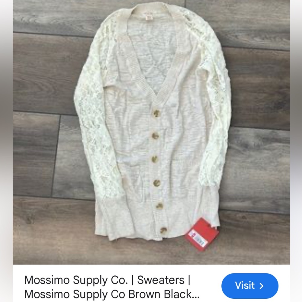 Massimo from Target Cream Lace Sleeve Cardigan | Size Large
